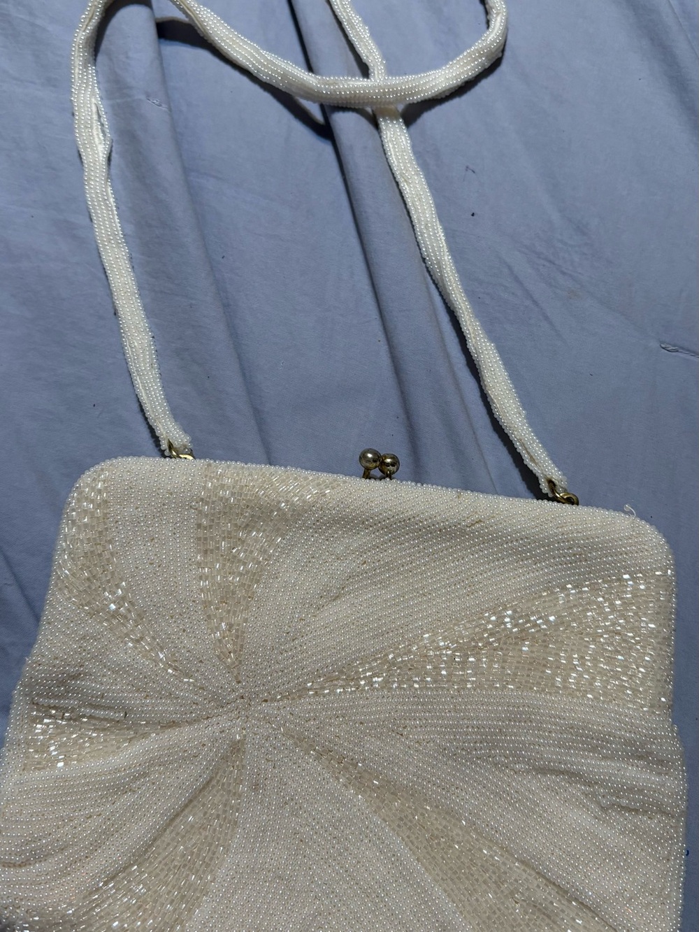 Walborg Cream Beaded Women’s Shoulder Bag